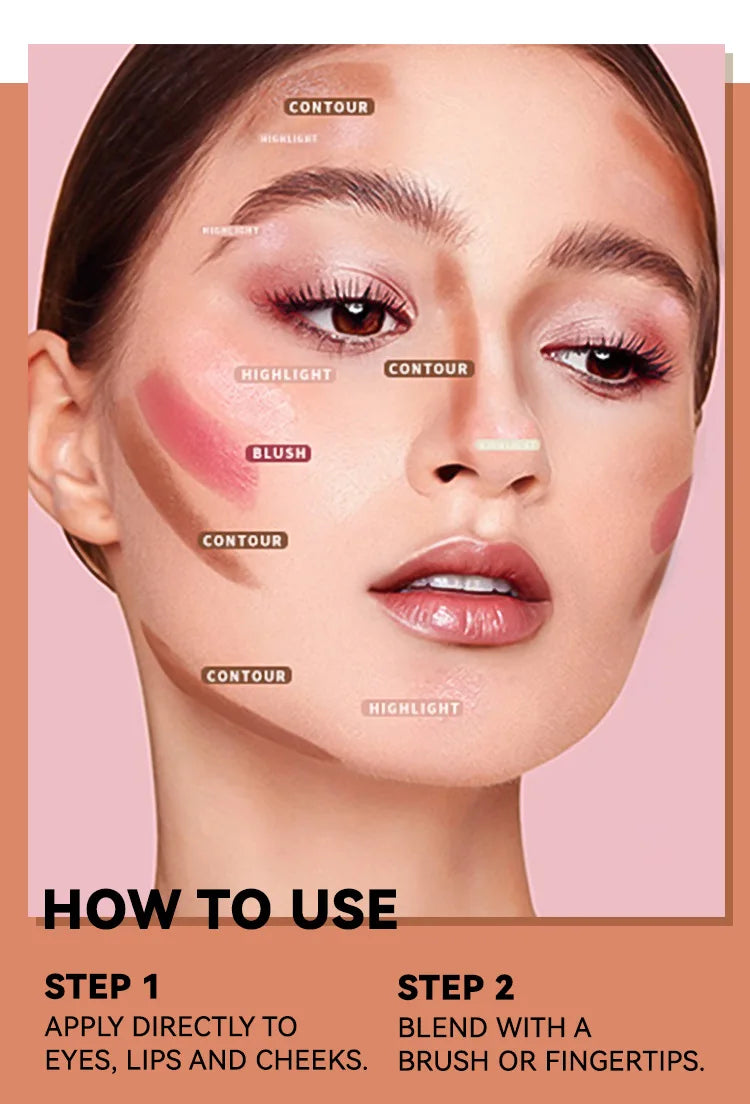 Bastão facial - Creme corretivo, Bronzeador, Iluminador & Blush silkworm